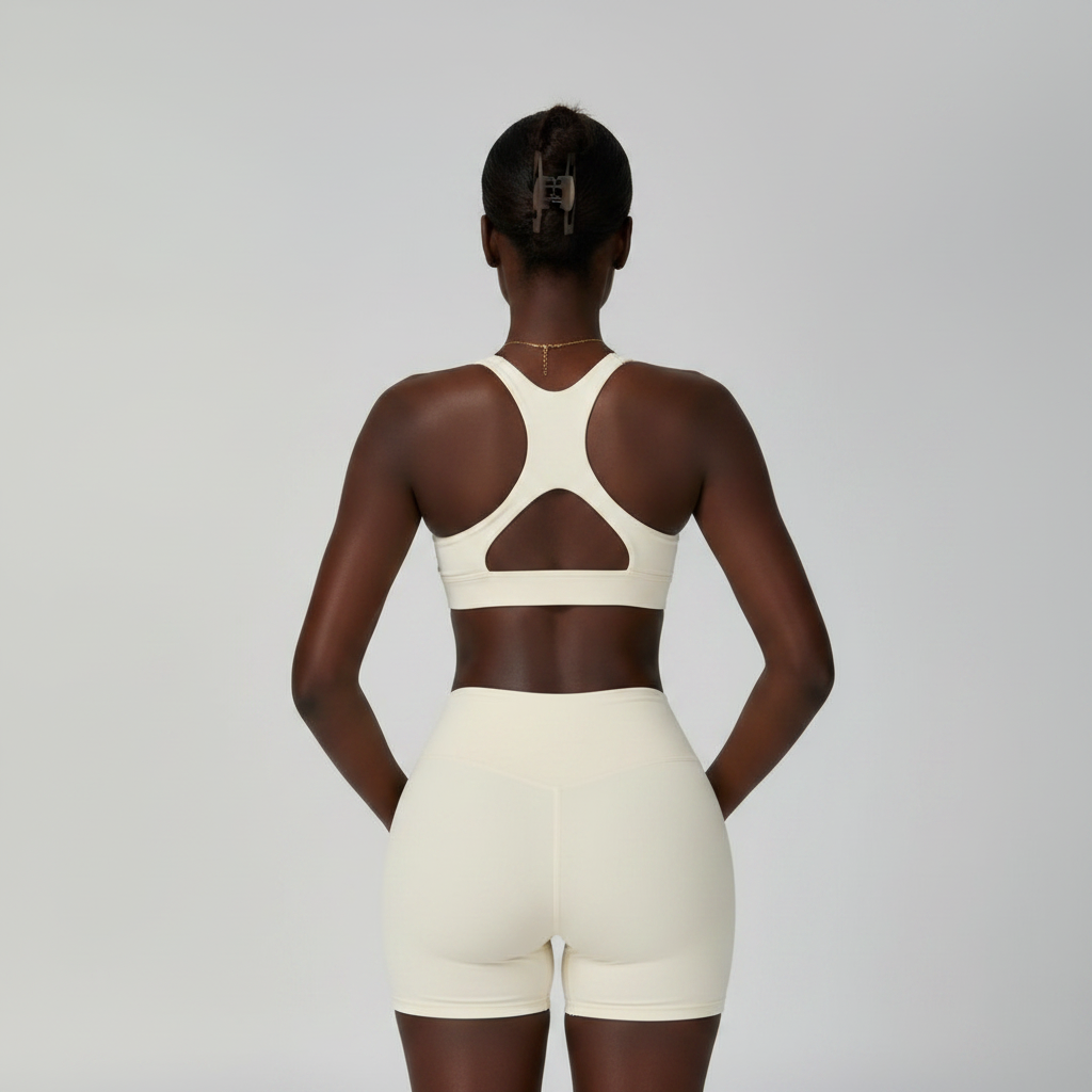 Cream Bra & Shorts Back